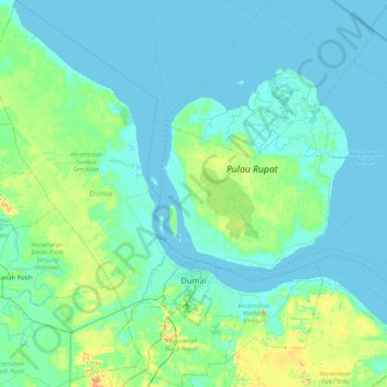 Dumai City topographic map, elevation, terrain