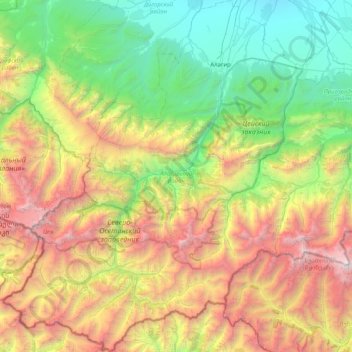 Alagirsky District topographic map, elevation, terrain