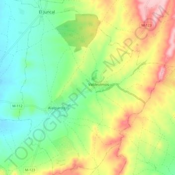 Valdeolmos-Alalpardo topographic map, elevation, terrain