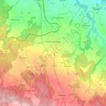 Golčův Jeníkov topographic map, elevation, terrain