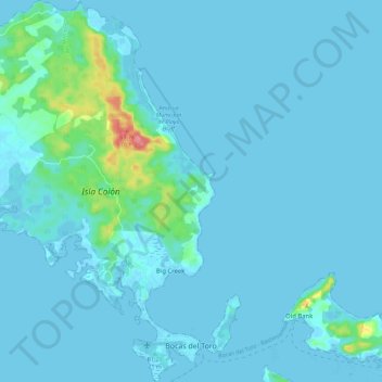 Bocas del Toro topographic map, elevation, terrain