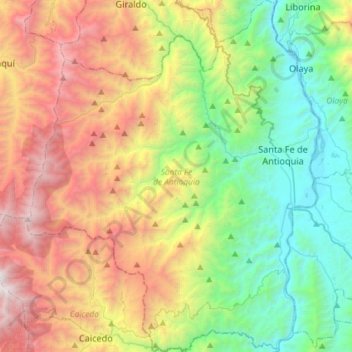 Santa Fe de Antioquia topographic map, elevation, terrain