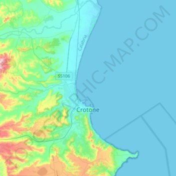 Crotone topographic map, elevation, terrain