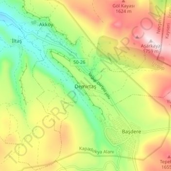 Demirtaş Köyü topographic map, elevation, terrain