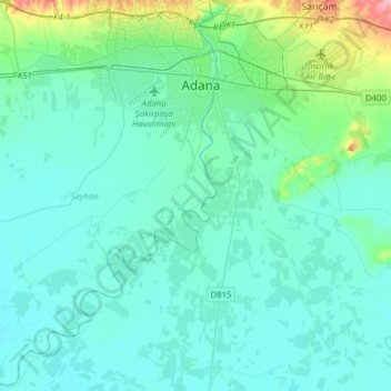 Seyhan topographic map, elevation, terrain