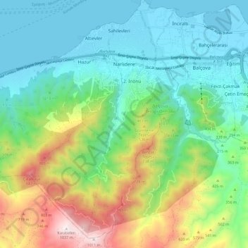 Narlıdere topographic map, elevation, terrain