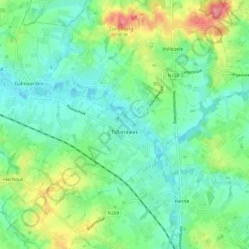 Tollembeek topographic map, elevation, terrain