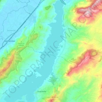Embalse de Tominé topographic map, elevation, terrain