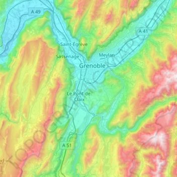 Alpes topographic map, elevation, terrain