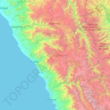 La Libertad topographic map, elevation, terrain
