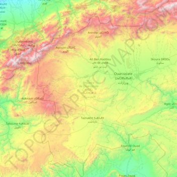 Ouarzazate Province topographic map, elevation, terrain