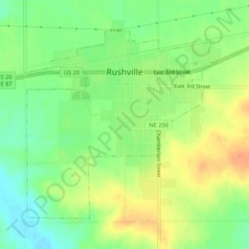 Rushville topographic map, elevation, terrain