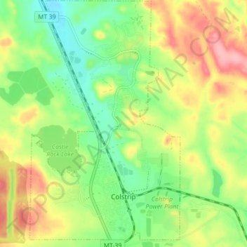 Colstrip topographic map, elevation, terrain