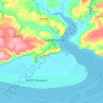 Laugharne Township Community topographic map, elevation, terrain