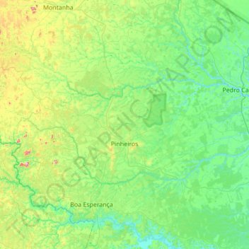 Pinheiros topographic map, elevation, terrain