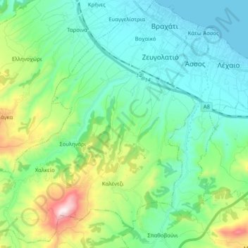 Municipal Unit of Vocha topographic map, elevation, terrain