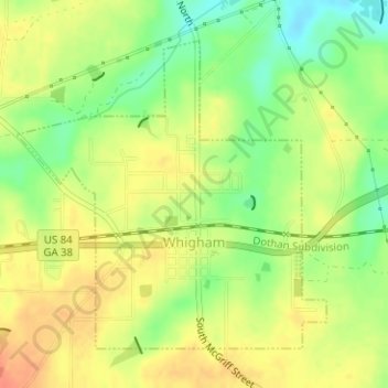 Whigham topographic map, elevation, terrain