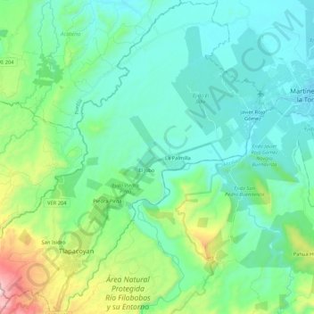 Tlapacoyan topographic map, elevation, terrain
