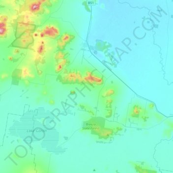 Curlewis topographic map, elevation, terrain