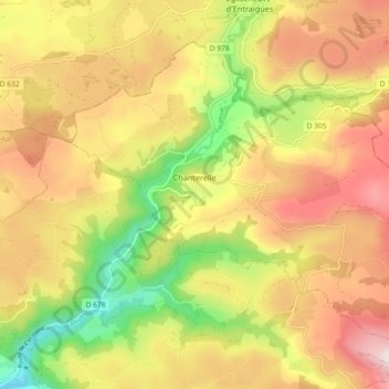 Chanterelle topographic map, elevation, terrain