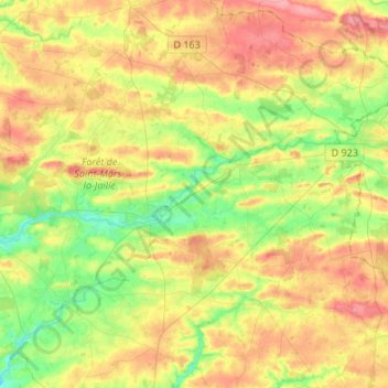 Vallons-de-l'Erdre topographic map, elevation, terrain
