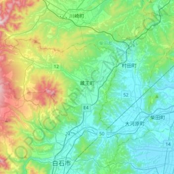 Zao topographic map, elevation, terrain