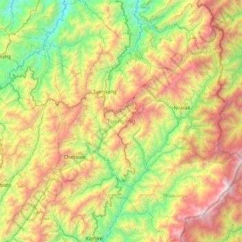Tuensang topographic map, elevation, terrain