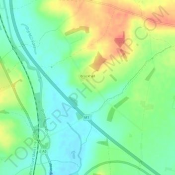 Brockhall topographic map, elevation, terrain