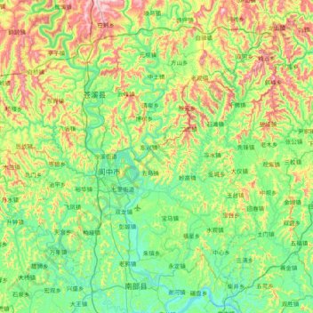 Langzhong City topographic map, elevation, terrain