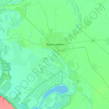 Zrenjanin topographic map, elevation, terrain