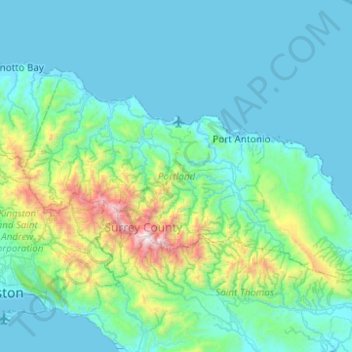 Portland topographic map, elevation, terrain