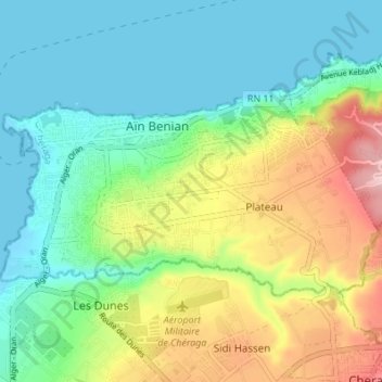 Ain Benian topographic map, elevation, terrain