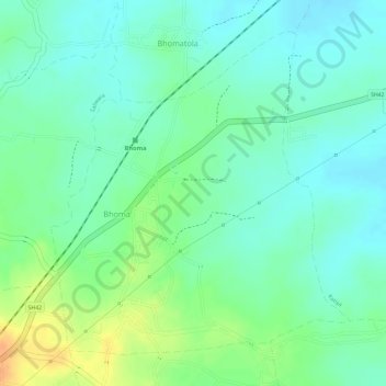 Bhoma topographic map, elevation, terrain