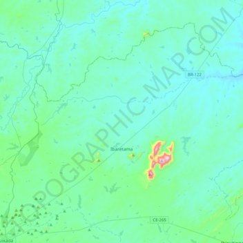 Ibaretama topographic map, elevation, terrain