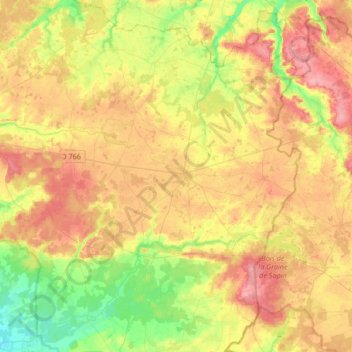 Noyant-Villages topographic map, elevation, terrain