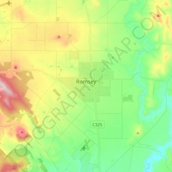 Romsey topographic map, elevation, terrain