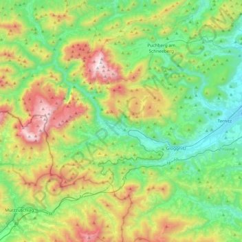 Rax-Schneeberg Group topographic map, elevation, terrain