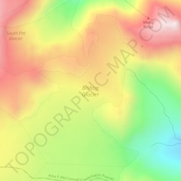 Bishop Glacier topographic map, elevation, terrain