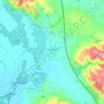 Velké Němčice topographic map, elevation, terrain