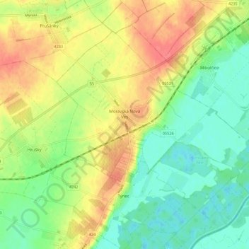 Moravská Nová Ves topographic map, elevation, terrain