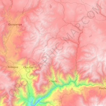Choco topographic map, elevation, terrain
