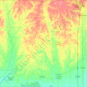 Saint Helena Parish topographic map, elevation, terrain