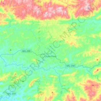 Ouro Fino topographic map, elevation, terrain