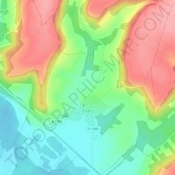 Paars topographic map, elevation, terrain