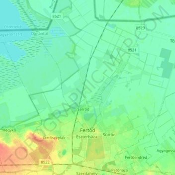 Fertőd topographic map, elevation, terrain