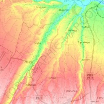 Bindal Mahallesi topographic map, elevation, terrain