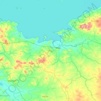 Magu topographic map, elevation, terrain