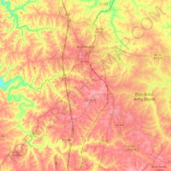 Richmond topographic map, elevation, terrain