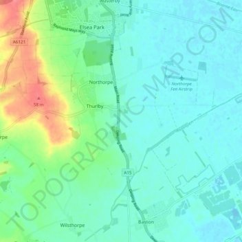 Thurlby topographic map, elevation, terrain