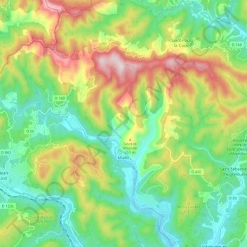 Mialet topographic map, elevation, terrain